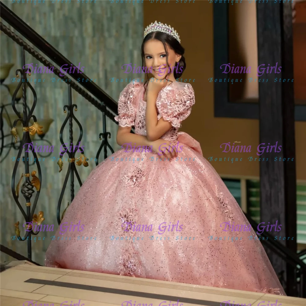 robe-trapeze-en-tulle-rose-de-qualite-pour-filles-tenue-luxueuse-a-fleurs-avec-des-appliques-moelleuses-pour-enfants-robe-de-mariee-robes-de-bal-pour-fete-d'anniversaire