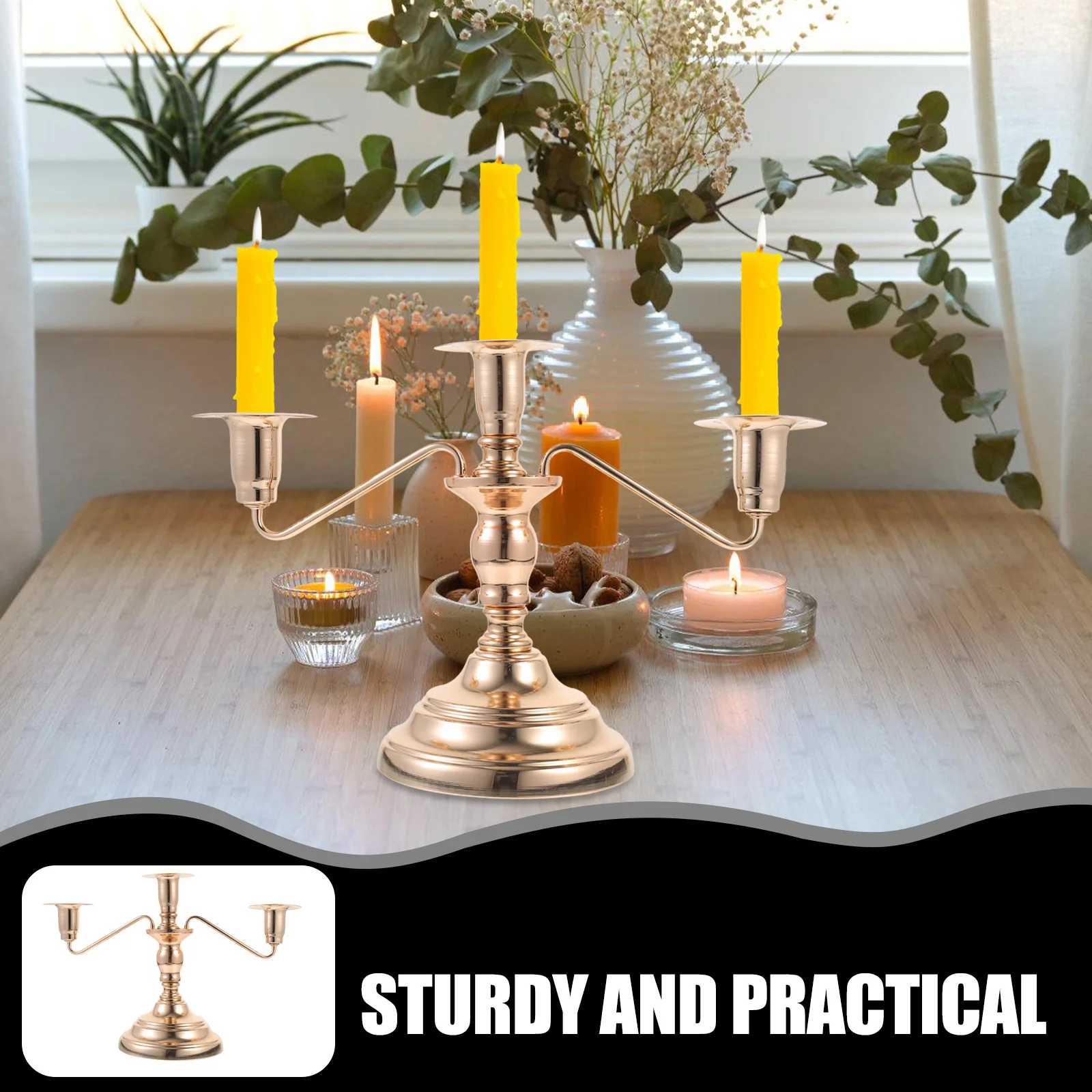 

Retro Iron Gold Single Head Decorative St for Home Wedding Party Table Top nament Metal Vessel