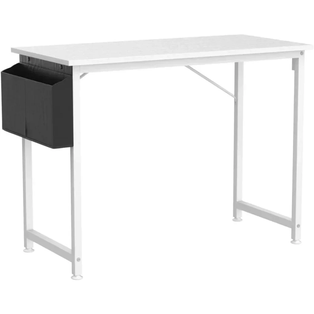 Mesa de computador de escritório branca de 47 polegadas - Mesa de estudo moderna e simples para estudantes para escritório doméstico, quarto, escrivaninha