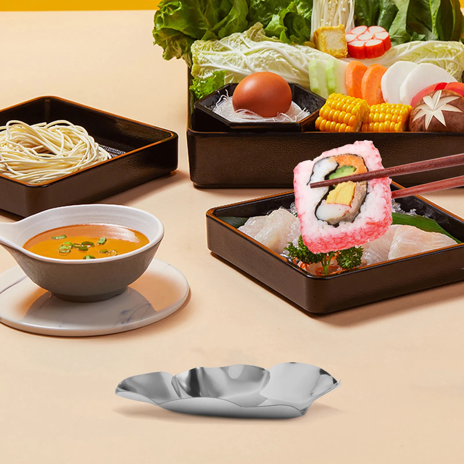 Juego de 2 Platos para Ostras de Acero Inoxidable, Multifuncional, con Soporte para Cucharas de Salsa, para Cocinar, Asar y Servir Ostras y Almejas