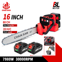 ONEVAN 16Inch Brushless Electric Chainsaw Cordless Cutting Saw Woodworking Garden Pruning Power Tool For Makita 18V Battery Pin
