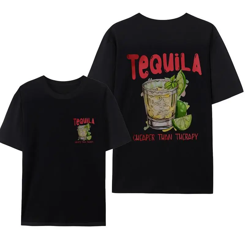 

"Tequila T-Shirt for Men & Women | Funny Drinking Quote Graphic Tee | 'Cheaper Than Therapy' Bar Party Gift"