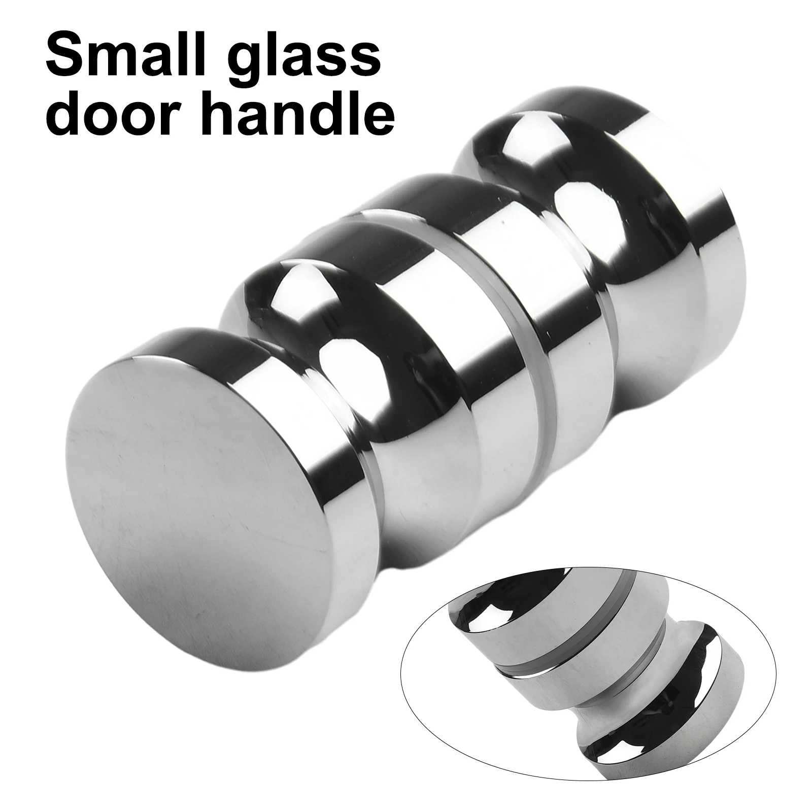 Zinc Alloy Bathroom Door Handle Knob Single Groove Chrome Plated 30mm Suitable for Different Glass Door Applications