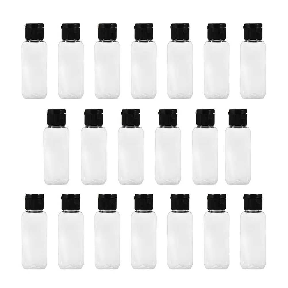 30Pcs 50Ml Transparent Square Bottles Clear Portable Travel Bottle Empty Refillable Reusable Plastic Containers for Toiletries