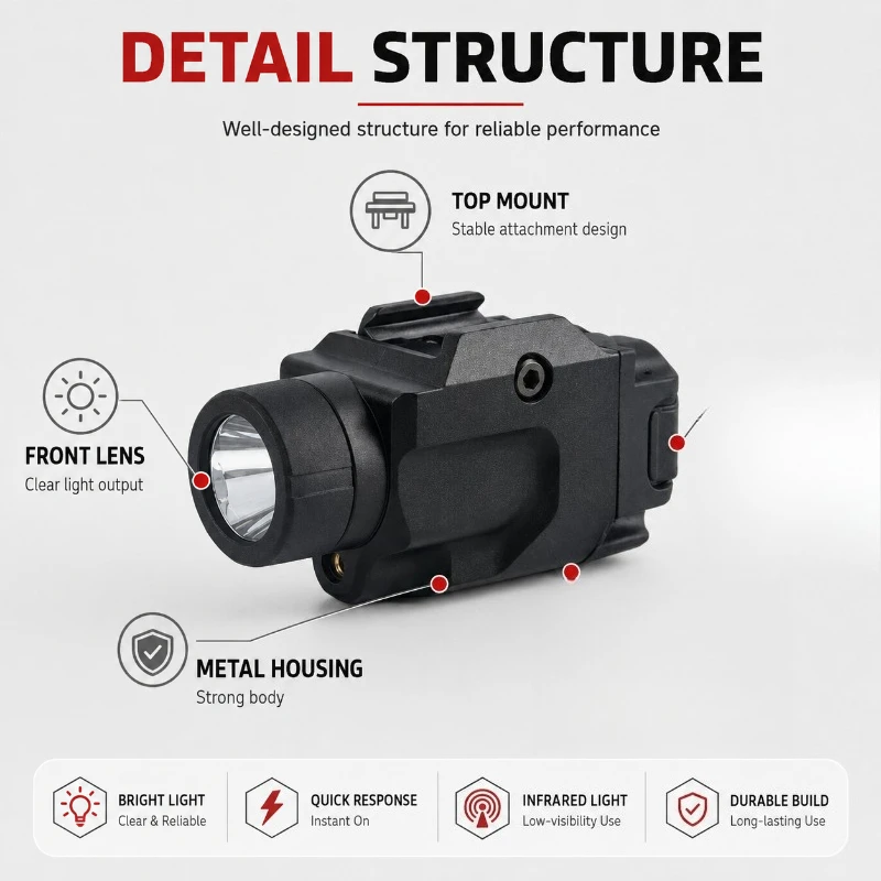 Portable Under Hang Light Accessory 800LM Illuminator Red Marker Light Metal for Hobby Model Display