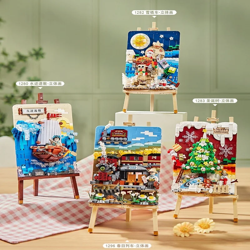 

Рождественские строительные блоки, 3D живопись, мини-блоки, детские строительные игрушки, сделай сам, кирпичи, рисование, пазл, рождественский подарок для девочек и мальчиков, домашний декор