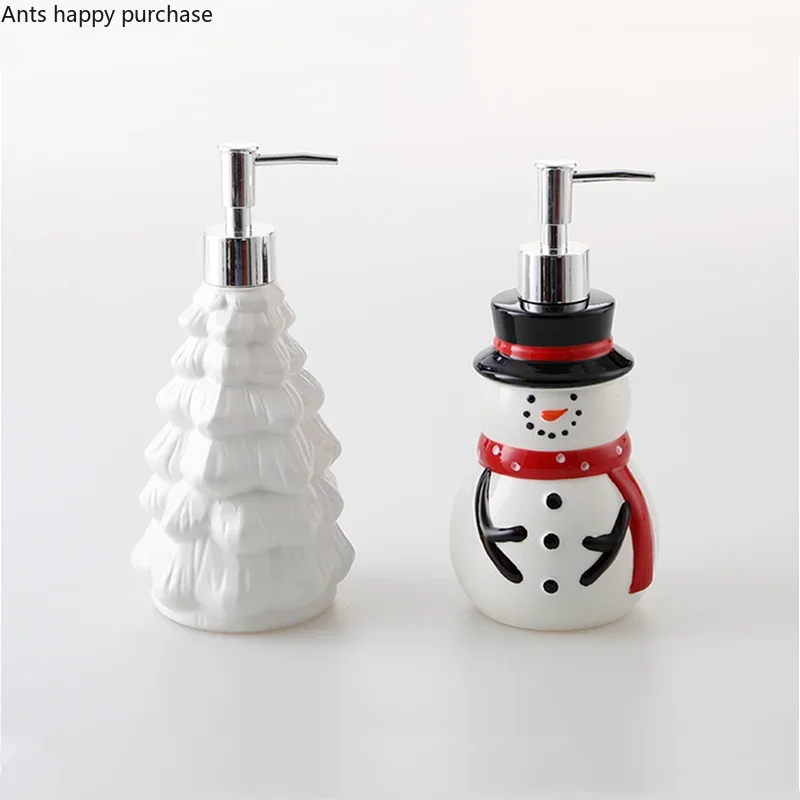 Garrafa de loção de cerâmica urso/pinguim/boneco de neve dispensador de sabão de natal mão desinfetante garrafas de shampoo garrafa de gel de banho