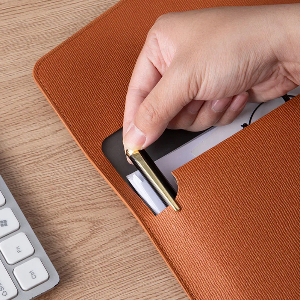 

2Pcs A4 PU Faux Leather Business File Bag Large Capacity Document Organizer Briefcase Elegant Snap Button Folder