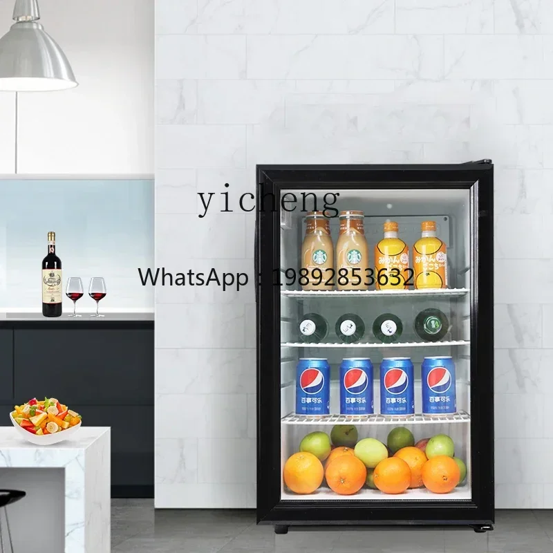 Mini Ice Bar Living Room Beverage Fruit Fresh Refrigerator Office Transparent Glass Small Refrigerator
