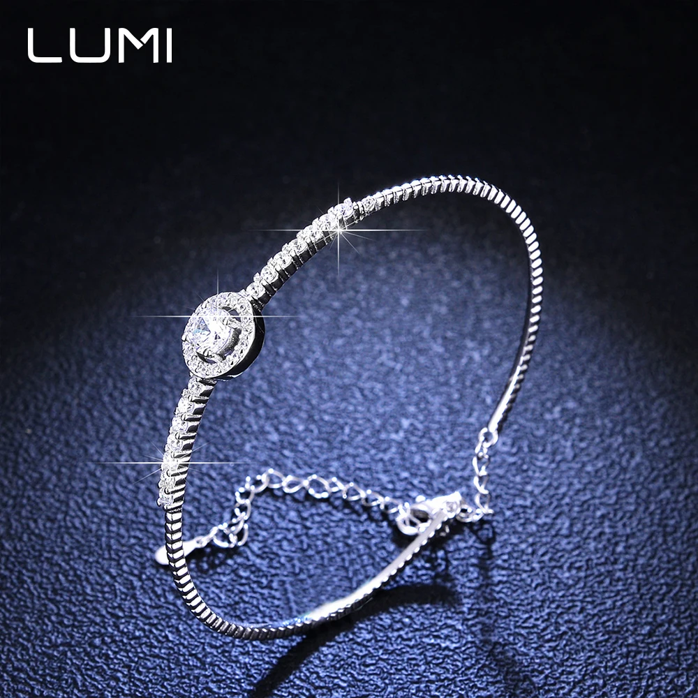 

Shining Star 0.5cctw Moissanite S925 Silver Bracelet Adjustable Chain for Women Party Anniversary Birthday Present