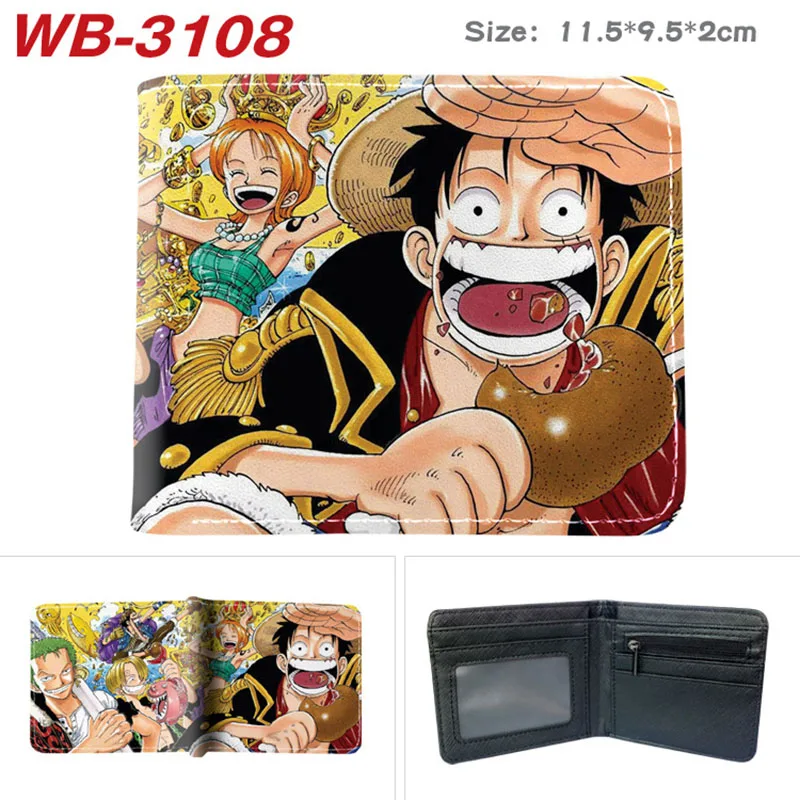 One Piece Anime Portefeuille Pliable pour Enfants, Luffy, Zoro, réinitialisation de Carte, Sac de Dessin Animé, Porte-Monnaie en PU, Cadeau d'Anniversaire, Mode