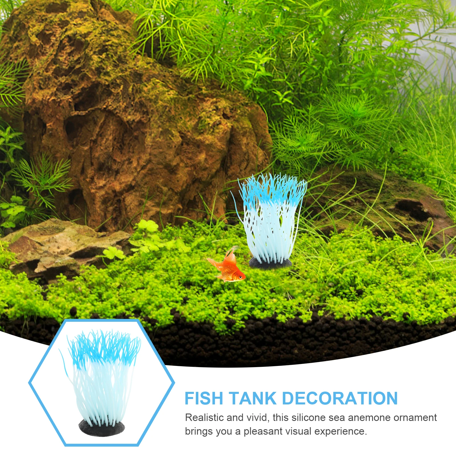 

Luminous Anemone Decorations Simulated Coral Decorative Artificial Aquarium Sculpture Sea Silica Gel Fish Tank
