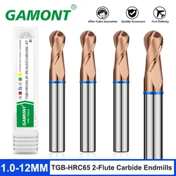 GAMONT TGB-HRC65 4F Color Circle Ball End Mill acciaio al tungsteno rivestimento in lega di carburo fresa CNC Mechanical Endmills Tools