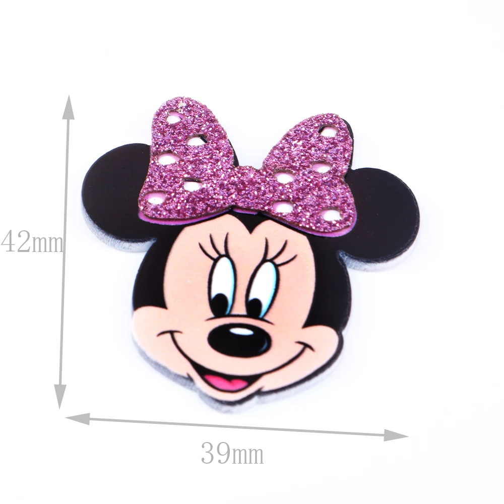 Disney Mickey 5 sztuk/partia Planar żywica Flatback Glitter akrylowe akcesoria modelarskie Cabochon księga gości DIY...