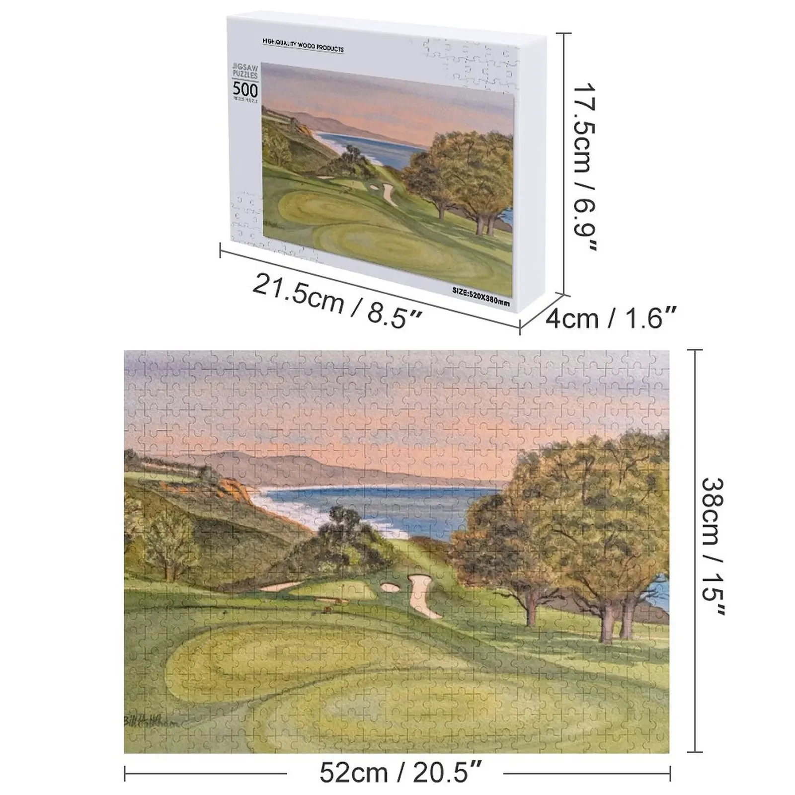 Torrey Pines South 골프 코스 홀 6 개 직소 퍼즐, 맞춤형 아기 장난감, 맞춤형 나무 선물 퍼즐