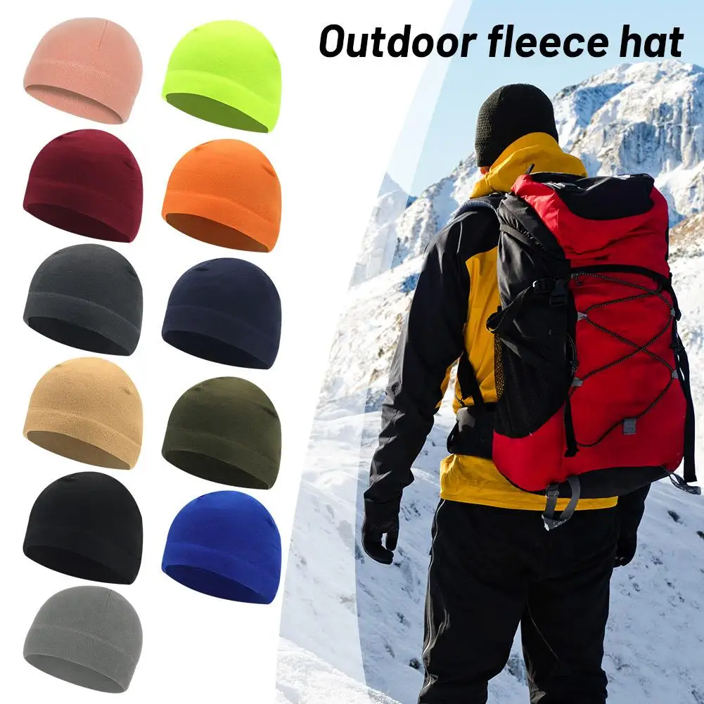 Men Polar Fleece Caps Winter Warm Outdoor Sports Skiing Bike Hat Windproof Hat Women Caps Cycling Cap Cap Soft Beanie Ski D7g6