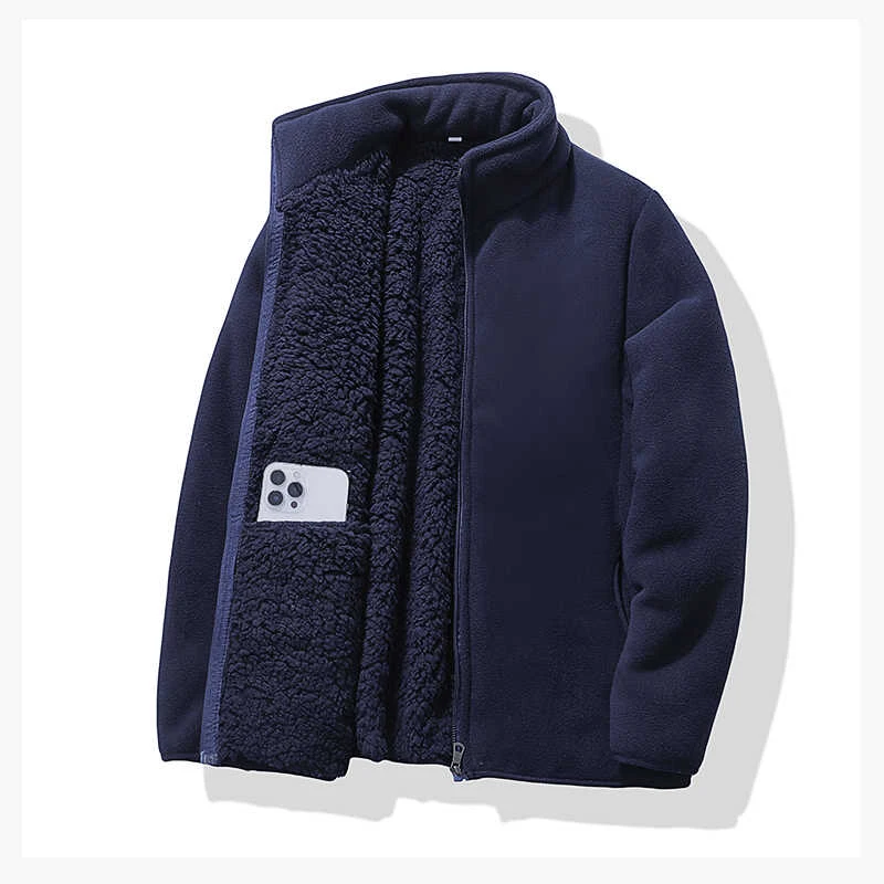 Women's Polar Fleece Jacket Autumn Winter New Stand Collar Zipper Double-sided Plush Outerwear Coat Thick Warm Sports Sweatshirt