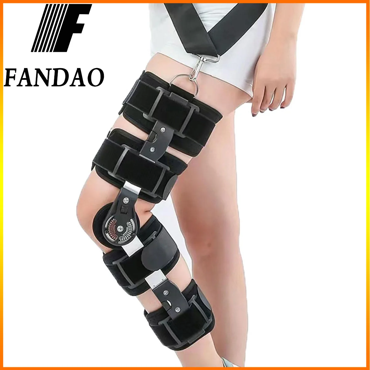 

Hands Free Crutch Elderly Leg Rehabilitation Aids Hinged Knee Brace Buckle Design with Shoulder Strap Equipment Knee Crutches