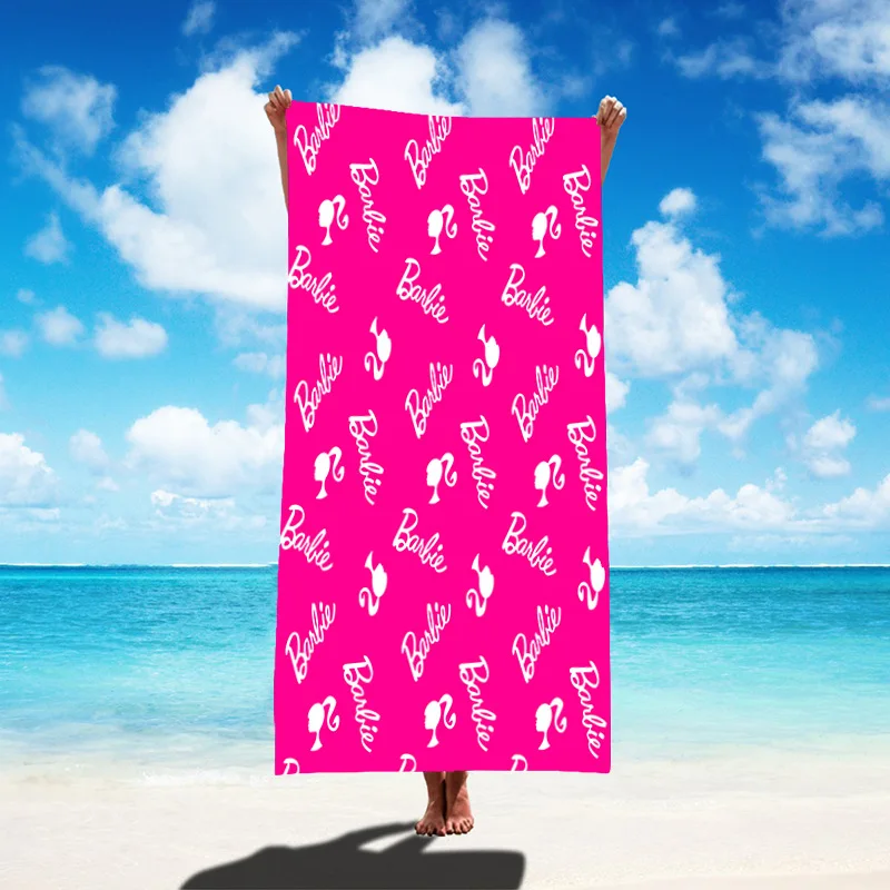 Barbie Beach Towel Kawaii Cute Barbie Princess Anime Print Summer Beach Party Fashion Bathtowels Y2K Spicy Girl Soft Beach Towel