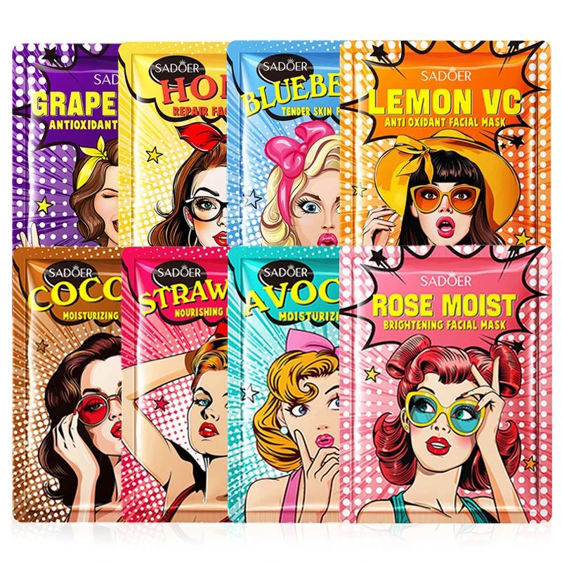 8pcs SADOER Beauty Fruits Facial Masks for Face Moisturizing ...