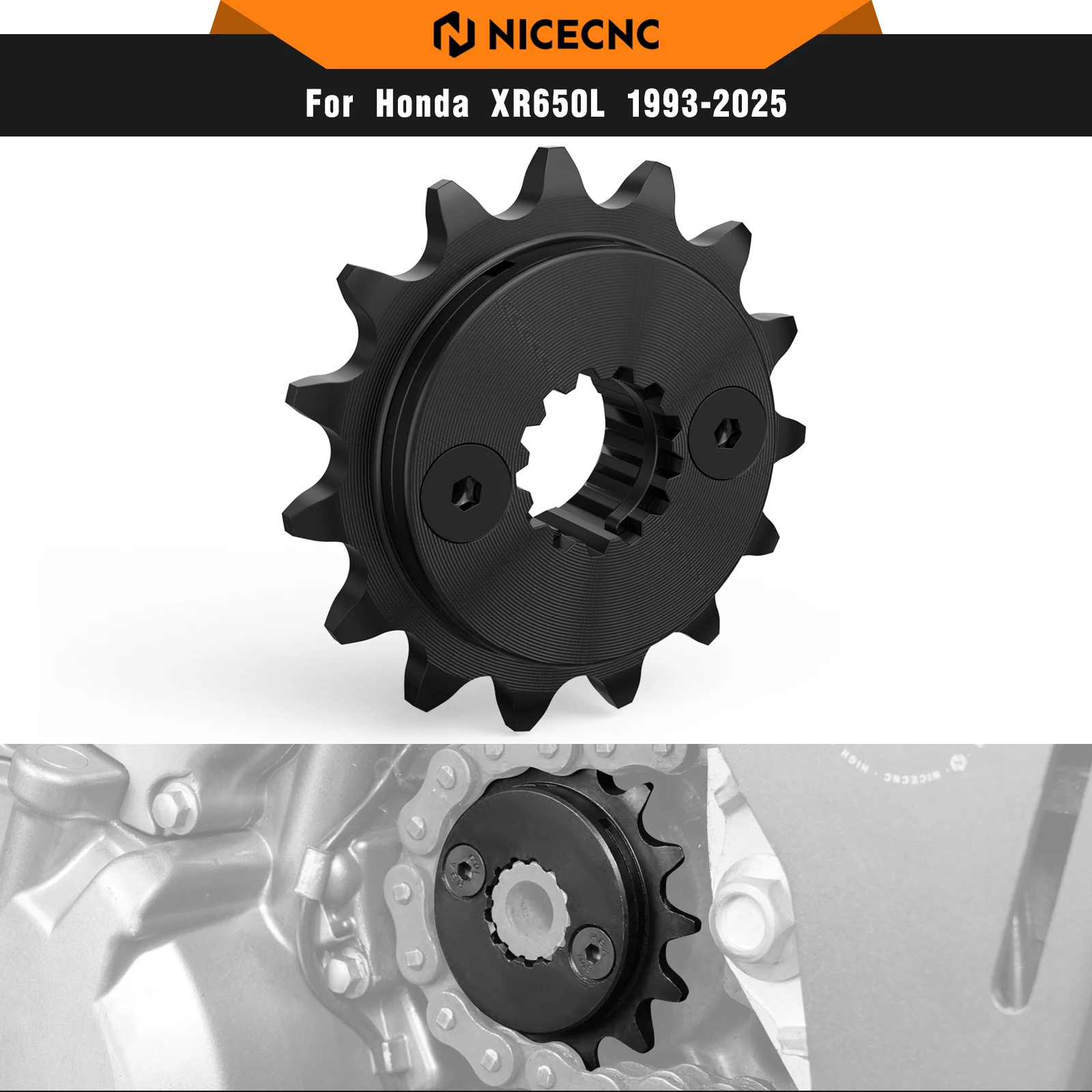 

NICECNC For Honda XR650L XR 650L 1993-2025 2024 Moto SuperPinion 15T Front Sprocket High-strength 20CrMnTi Steel Alloy