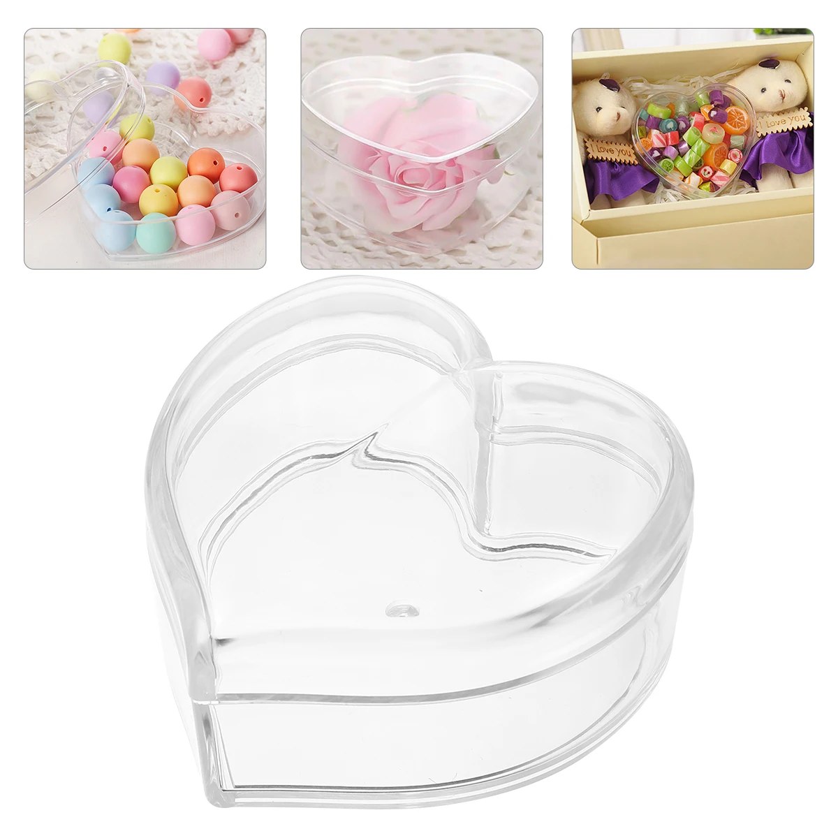 

1pc Heart Shaped Box Transparent Jewelry Case Large Capacity Travel Holder Jewelry Holder Sealed Lid Portable Container