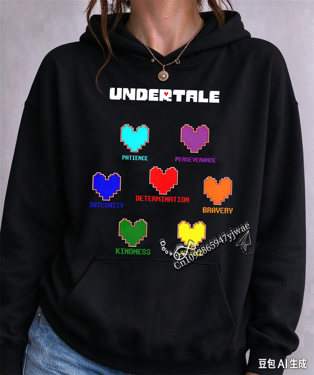 Undertale Logo Soul Features Color Pixel Love Graphic Sweatshirt Streetwear Gaming Sweatshirt Autumn/Winter Adult/Kid Hoodie