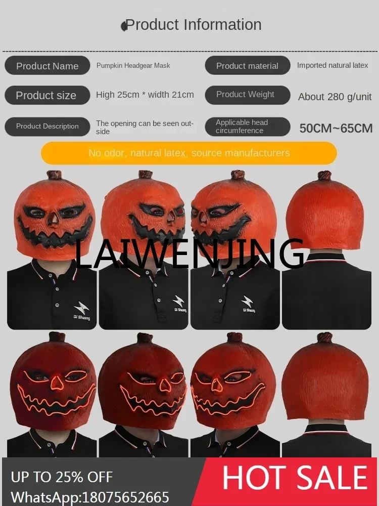 Big black mouth pumpkin head horror mask masquerade glow devil face hood halloween party spoof props