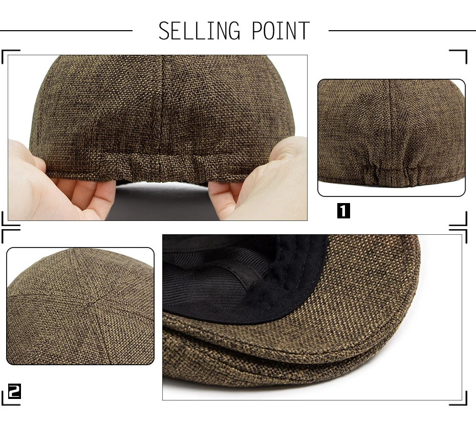 Neue Sommer Leinen Baskenmütze Männer Sonnenblende Flachen Hut Frauen Mode Berets Atmungsaktive Zeitungsjunge Mütze Luxus Vintage Caps Unisex – Detail 2