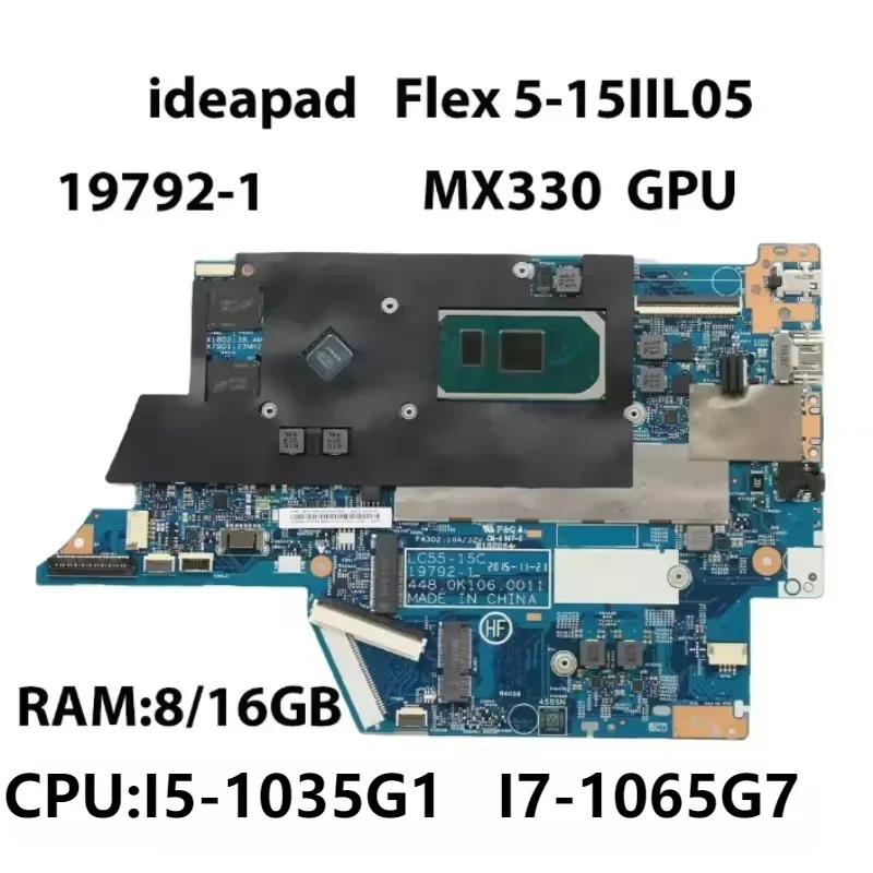 For Lenovo Ideapad Flex 5-15IIL05 Laptop Motherboard 19792-1 Mainboard  CPU I5-1035G1 I7-1065G7 RAM 8/16G GPU MX330 5B20S44398