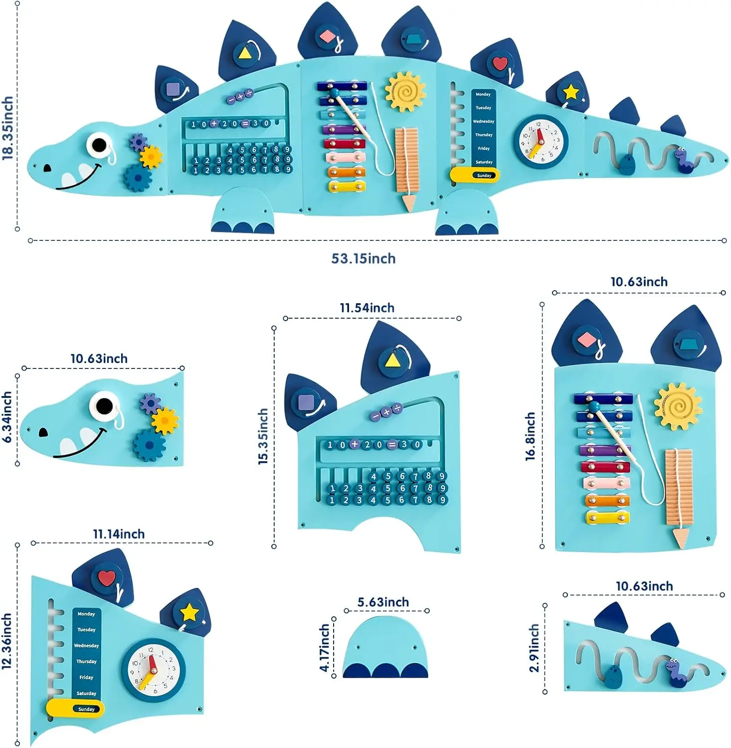 Dinosaurus activiteit muur drukke bordpanelen, Montessori zintuiglijk speelgoed, leeractiviteitencentrum, perfect voor speelkamer en kinderdagverblijf
