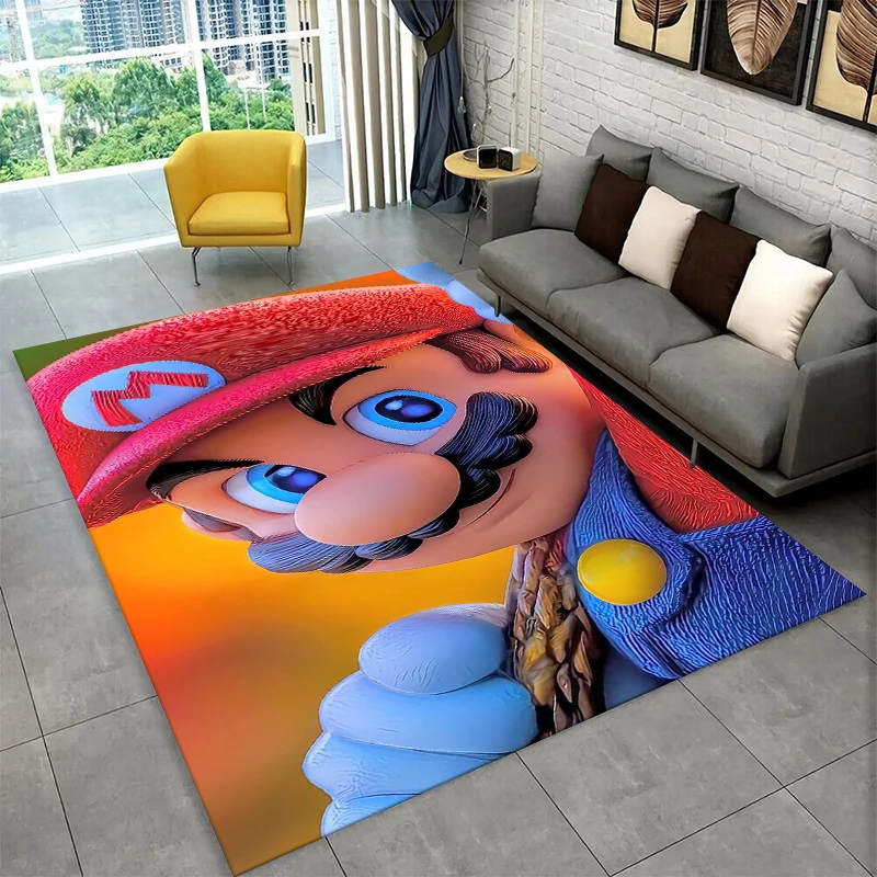 Cartoon M-Mario Bros Game Tapijt Tapijt voor Speelkamer Slaapkamer Woonkamer Bank Home Decor, kinderen Gebied Tapijt Antislip Vloermat Gift