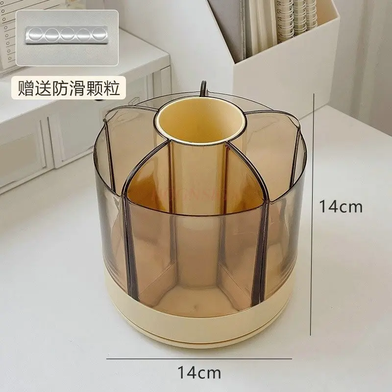 1pcs Rotating makeup brush storage bin, grid desktop eyebrow pencil brush bin, pen holder, dressing table storage box