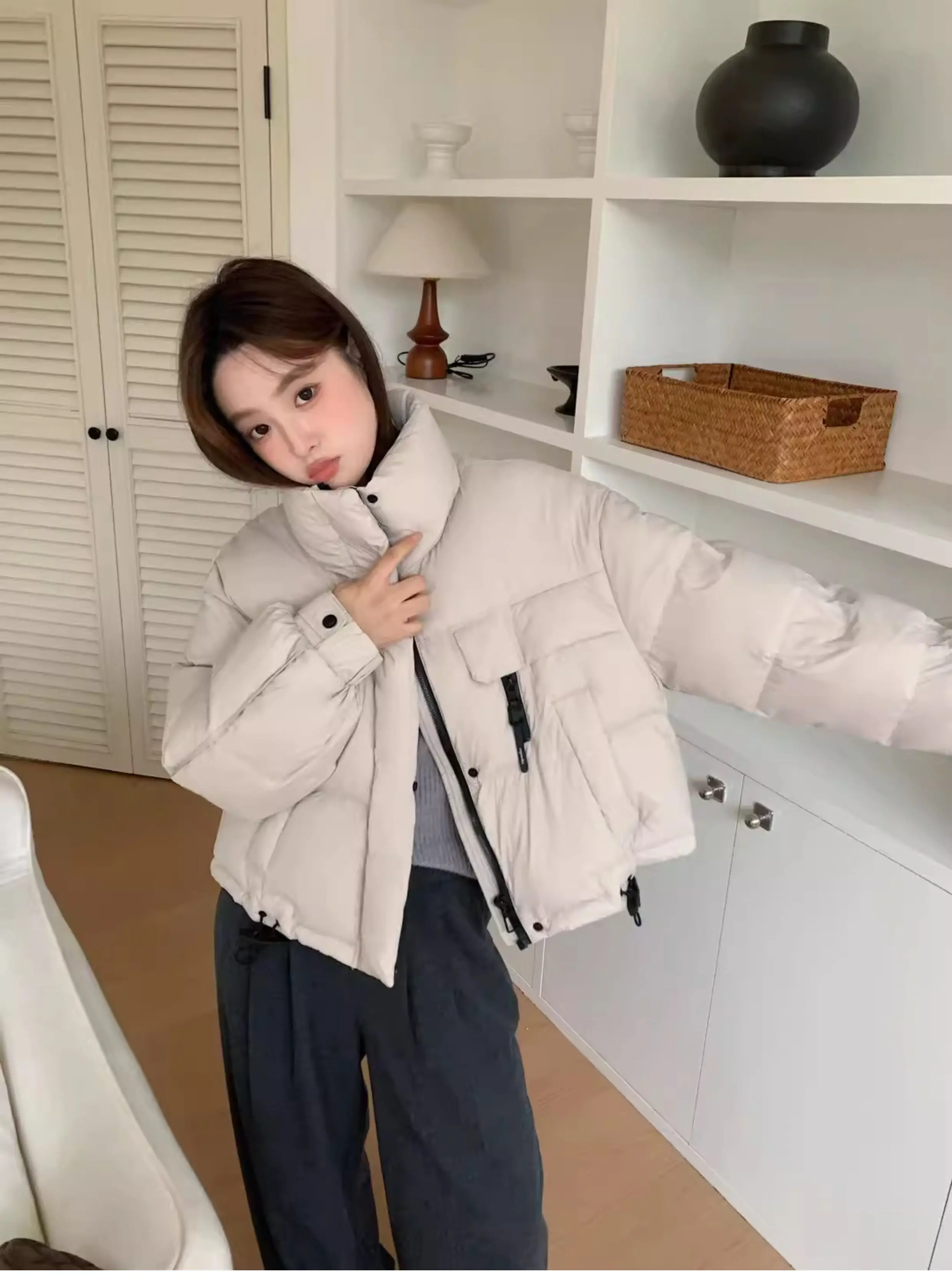 2026 Autumn Winter Women's Short Down Jacket Korean Stand Collar Puffer Jackets Women Warm Fashion Multicolor Thick Outerwear