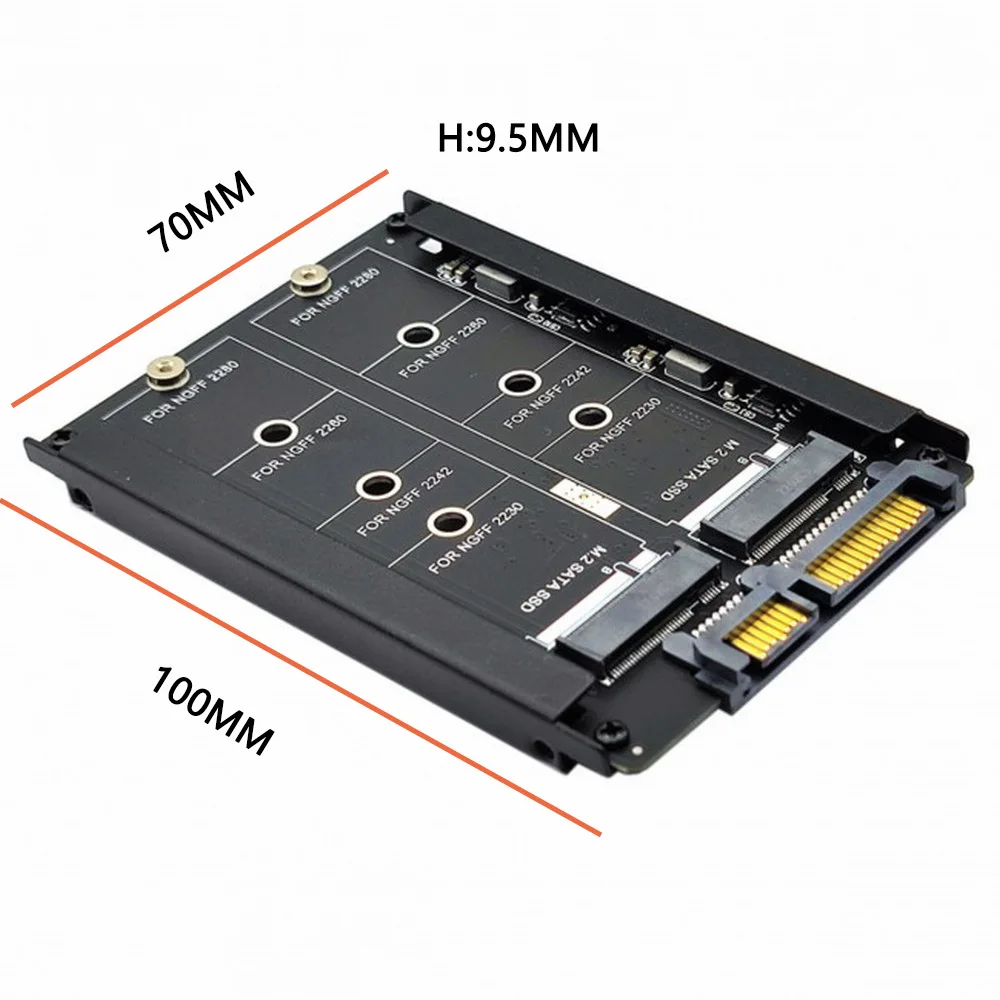 Imagem -06 - Adaptador Ssd Ngff M.2 b Mais m Key Dual M.2 a 2.5 Sata Ssd Raid Combo Hdd Gabinete de Disco Rígido Black Metal Case