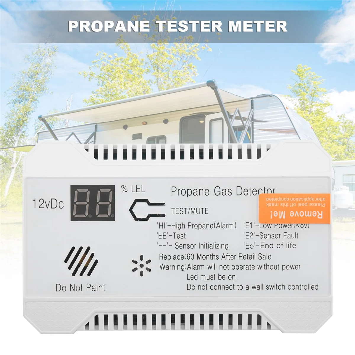 Propane Detector 12V LPG Natural Gas Sensor Leak Alarm 85DB Siren for Car RV Home Digital Propane Tester Meter(White)