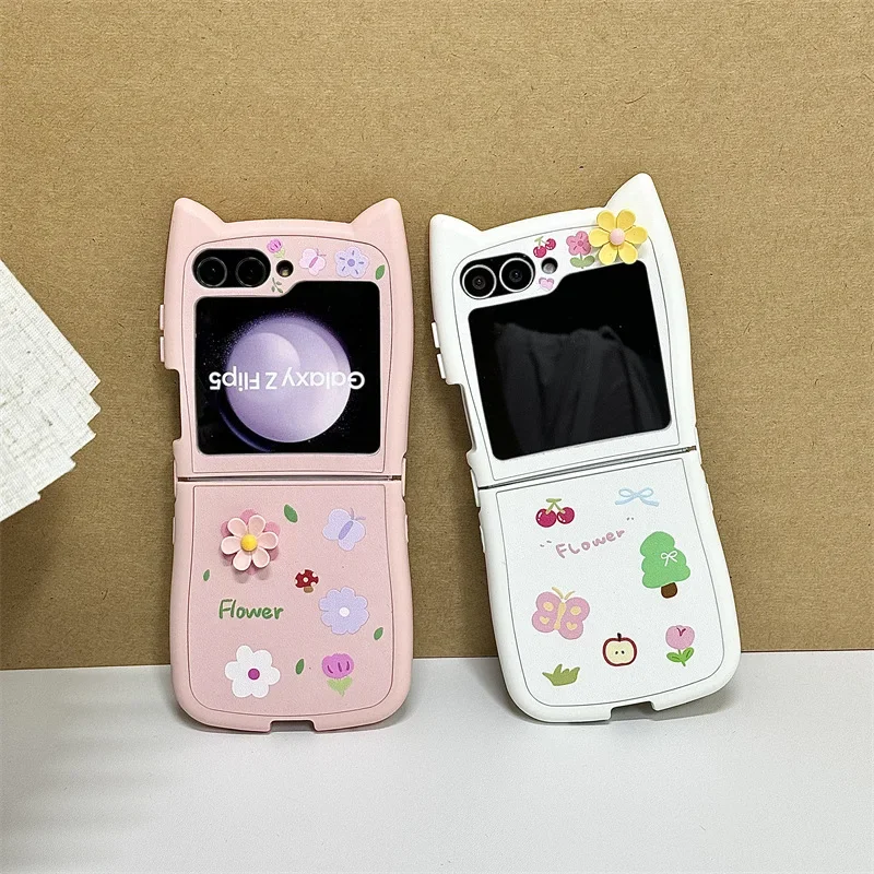 

Flower Butterfly Phone Case for Samsung Galaxy Z Flip 6 5 4 3 Protective Back Cover for ZFlip4 ZFlip5 ZFlip6 Case