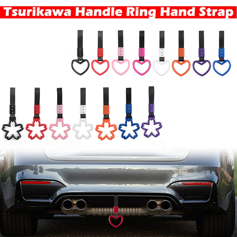 Rhyming Tsurikawa Handle Ring Hand Strap Train Bus Charm Strap Drift Heart / Sakura Shape Auto Accessories Car Styling PVC