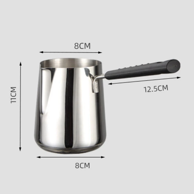 2X 600ML Turkish Coffee Pot Stainless Steel Milk And Coffee Warmer Chocolate Butter Melting Pot