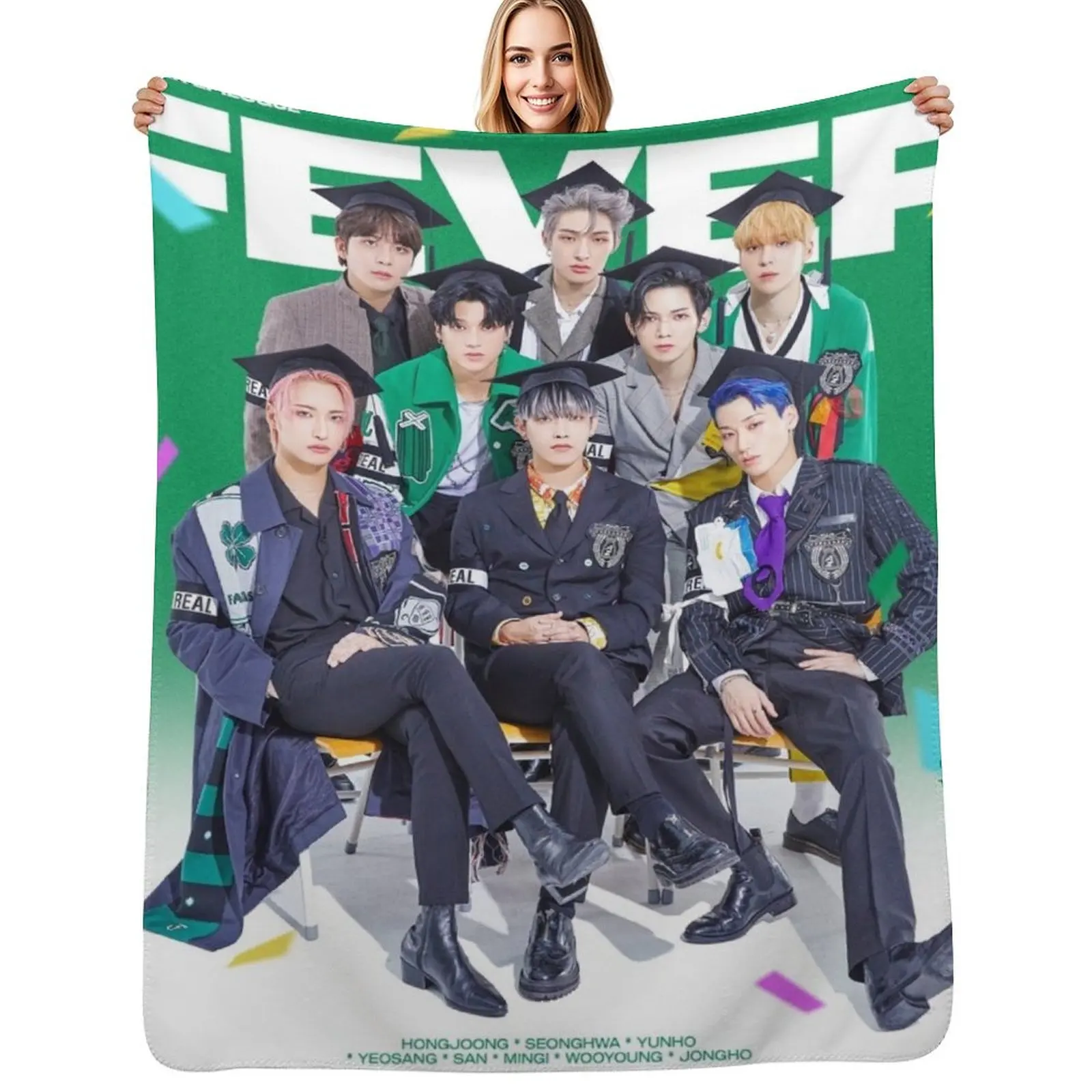 ATEEZ 'Heung' Throw Blanket Cozy Throw Blanket Birthday Gift for Him Her
