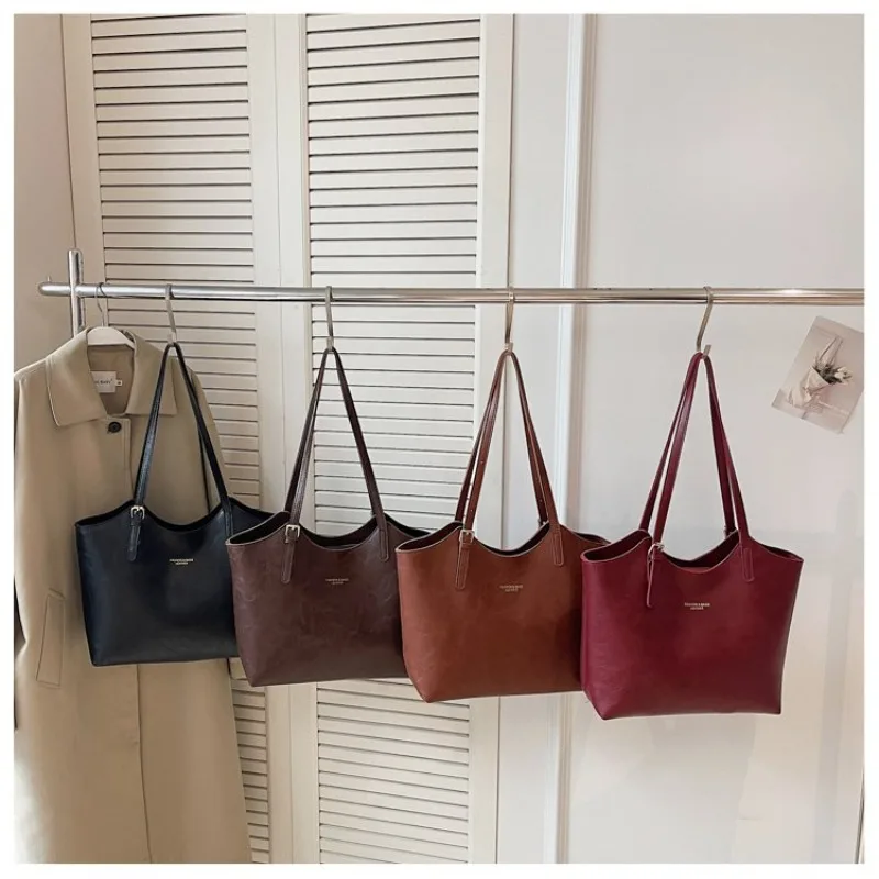 

Ladies Luxury Diaper Bag Solid Color Satchel Shoulder Bag Vintage Retro Leather For Party Commuter Work Trendy