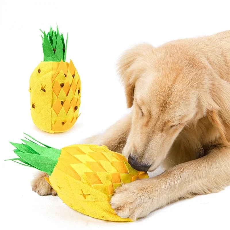 Dog Toy Pineapple Pet Plush Toys Sniffing IQ Toys Molar Teeth Leakage Training To Accompany Golden Retriever Teddy Voice Toy