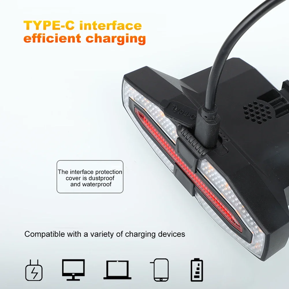 Bicycle Turn Signal Light Wireless Remote Control Taillight LED Warning Tail Lamp USB Rechargeable Rear Lights Bike Accessories