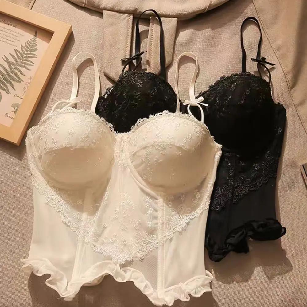 Moda maglia pizzo fiore canotta trasparente senza maniche sottile crop top volant dolce reggicalze gilet da viaggio