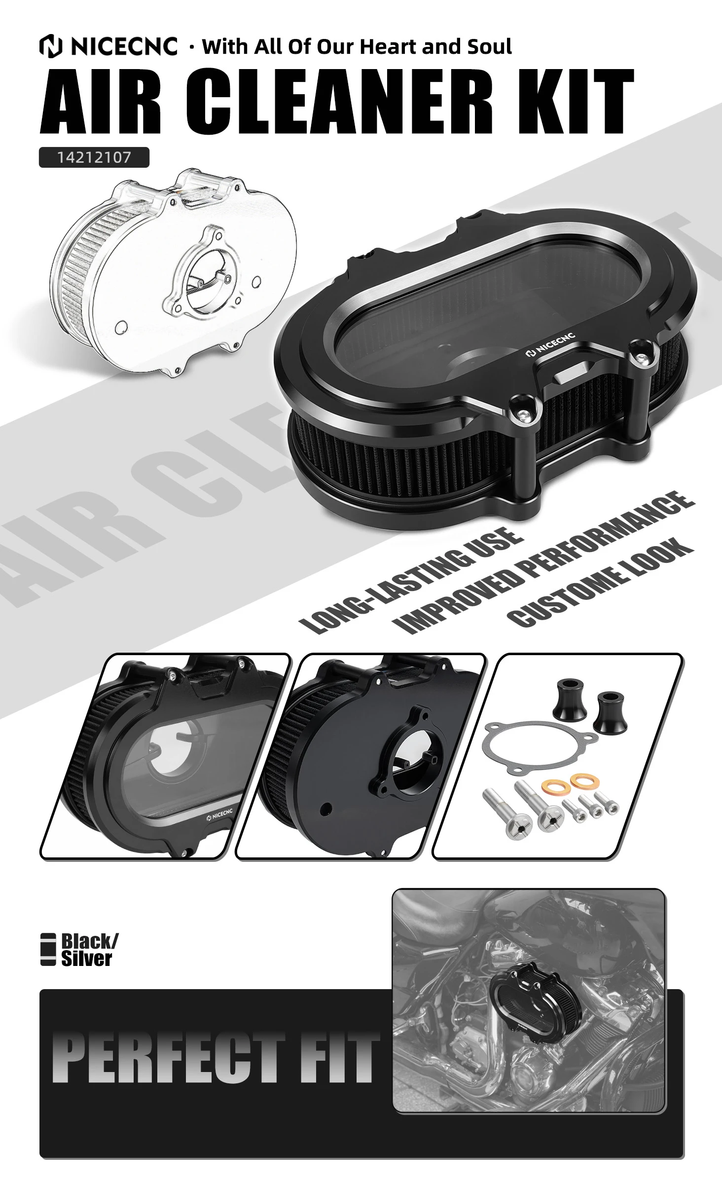 Motorrad-Luftfilter für Harley Road King/Special Street Glide FLHX/S Road Glide FLTRX/S Ultra Limited 2017–2023 – Detail 1