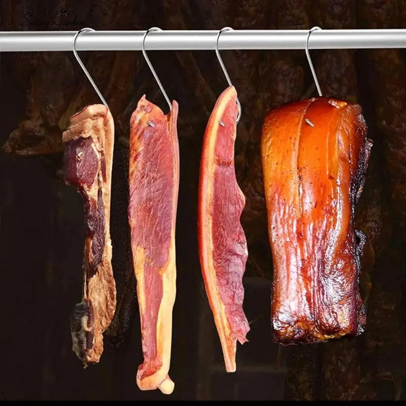 Bacon Roast Duck Pork Stainless Steel S Hooks with Sharp Tip Utensil Meat Clothes Hanging Hooks for Butcher Shop Kitchen Baking