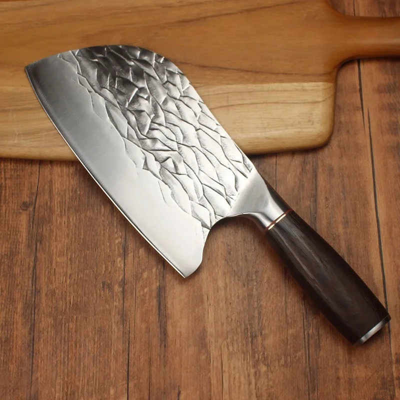RHON Forged Hammer Cleaver Knife Carbon Steel S/S5Cr15 Wenge Wooden Handle Chinese Chef Kitchen Meat Slicing Vegetable Knives