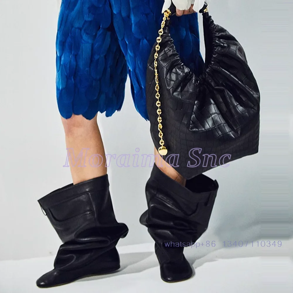 

2025 Новые джинсовые ботильоны с круглым носком и панелями, без шнуровки, необычные дизайнерские женские короткие ботинки на высоком каблуке, осень-зима