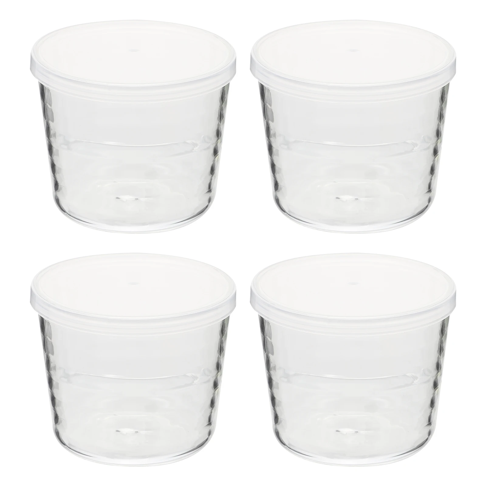 

4pcs 3D Design Glass Cup Set Leakproof Dessert Pudding Ice Cream Cups Household Coffee Water Mug Milk Food Safe Cold Heat