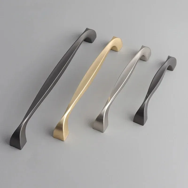 Brushed Finished Zinc Alloy Cabinet Handles Hole Center 96/128/160/192mm Kitchen Drawer Door Pull Furniture Hardware Accessories